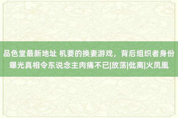 品色堂最新地址 机要的换妻游戏，背后组织者身份曝光真相令东说念主肉痛不已|放荡|仳离|火凤凰